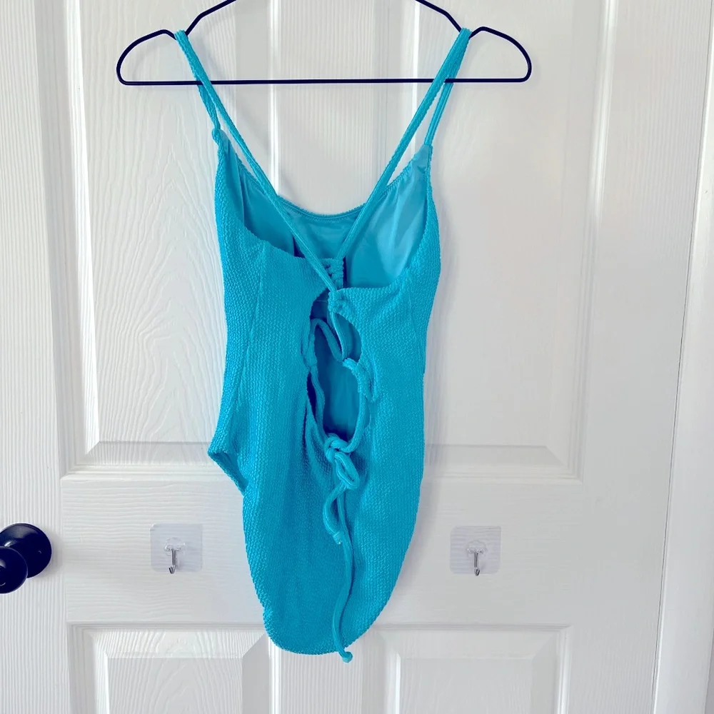 Show Me Your MuMu Turquoise Blue Textured One-Piece Swimsuit